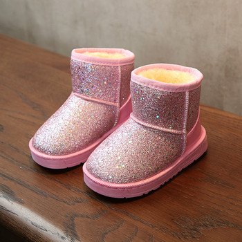 Παιδικές μπότες για κορίτσια με ζεστή επένδυση και γυαλιστερό εφέ