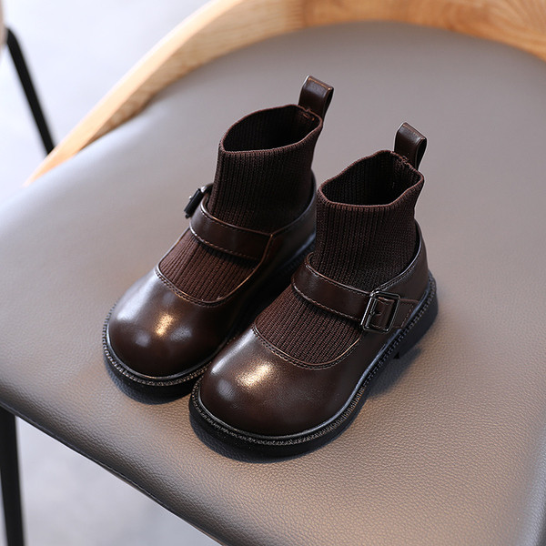 Νέο μοντέλο παιδικές έκο δερμάτινες μπότες με αγκράφα για κορίτσια