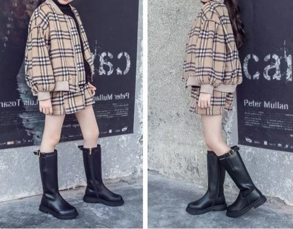 Μοντέρνες μπότες από οικολογικό σουέτ για κορίτσια - δύο μοντέλα