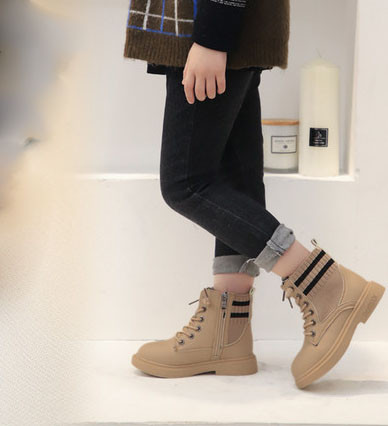 Παιδικές έκο δερμάτινες μπότες με κορδόνια - για κορίτσια