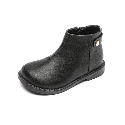 Casual παιδικές μπότες από οικολογικό δέρμα με επίπεδη σόλα και φερμουάρ