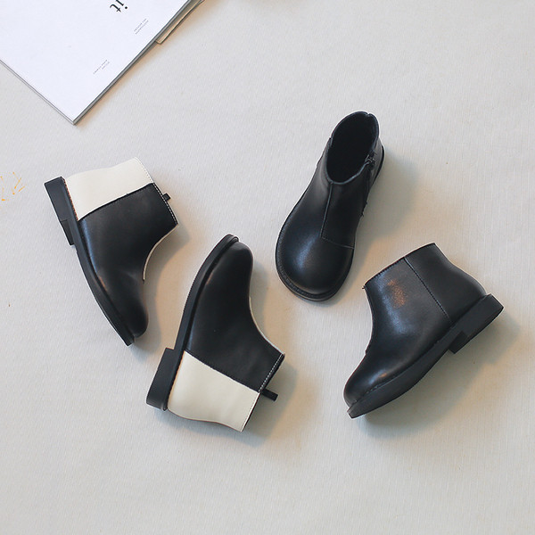 Casual παιδικές μπότες από οικολογικό δέρμα με επίπεδη σόλα και φερμουάρ