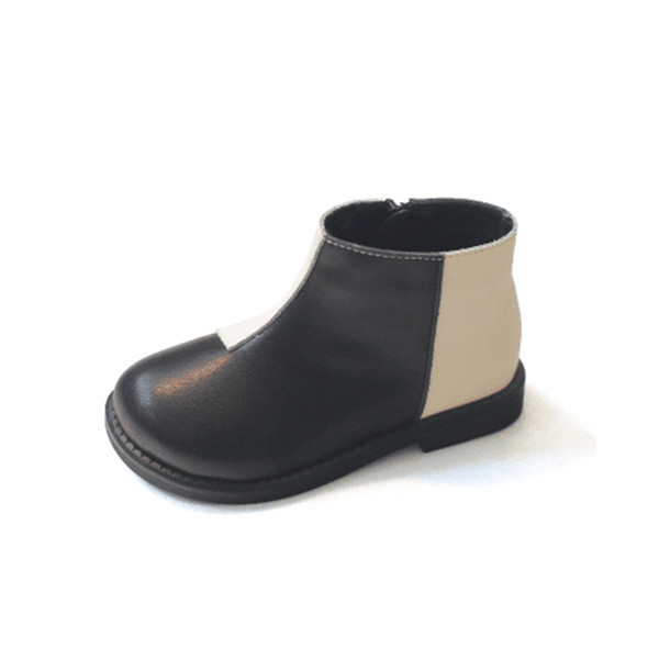 Casual παιδικές μπότες από οικολογικό δέρμα με επίπεδη σόλα και φερμουάρ