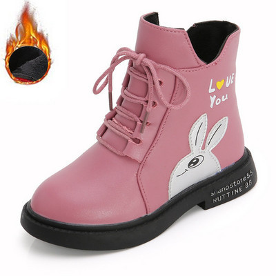 Παιδικές μπότες από οικολογικό δέρμα με επίπεδη σόλα και απλικέ