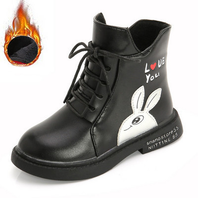 Παιδικές μπότες από οικολογικό δέρμα με επίπεδη σόλα και απλικέ