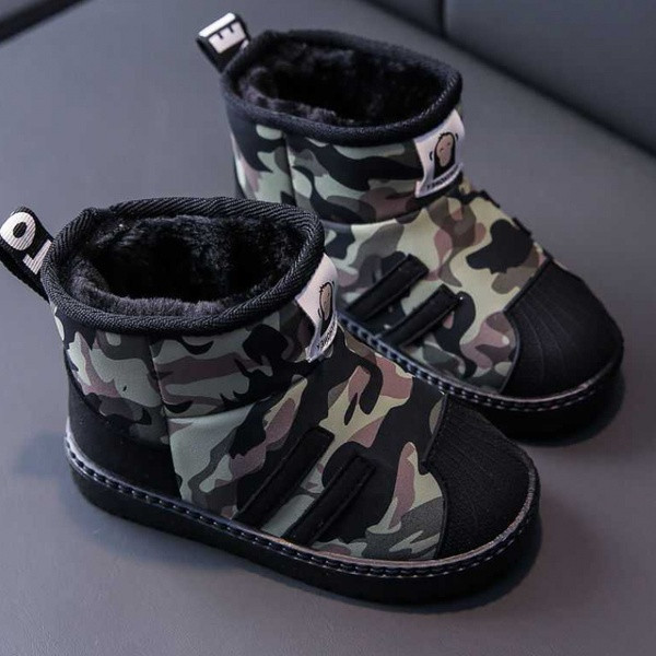 Casual παιδικές μπότες με επίπεδη σόλα και μοτίβο καμουφλάζ