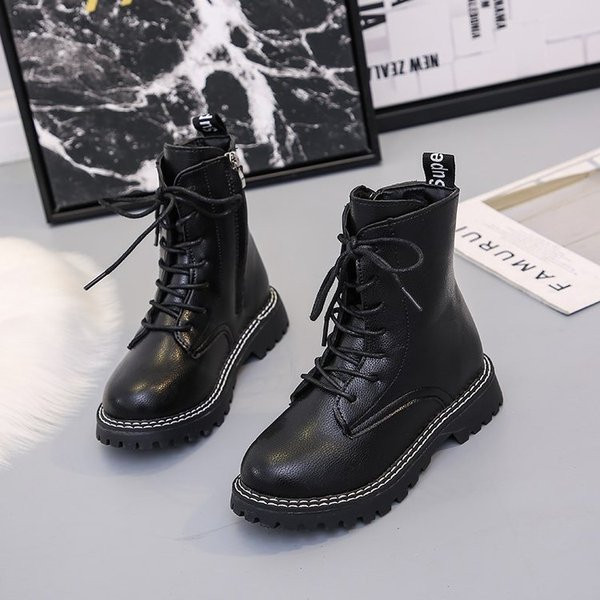 Παιδικές έκο δερμάτινες μπότες με κορδόνια για κορίτσια