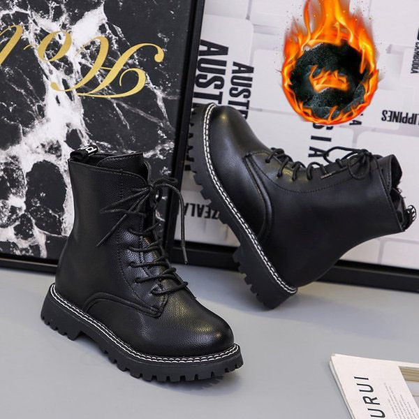 Παιδικές έκο δερμάτινες μπότες με κορδόνια για κορίτσια