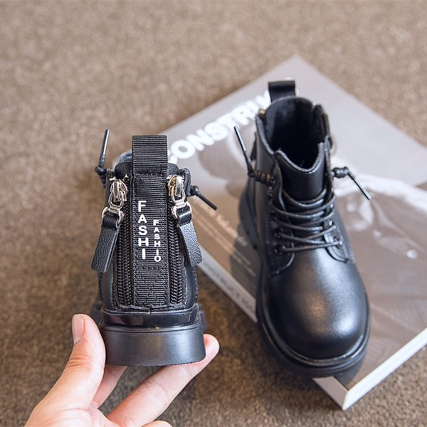 Casual παιδικές μπότες για κορίτσια από δέρμα eco σε μαύρο χρώμα