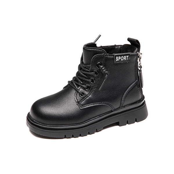 Casual παιδικές μπότες για κορίτσια από δέρμα eco σε μαύρο χρώμα