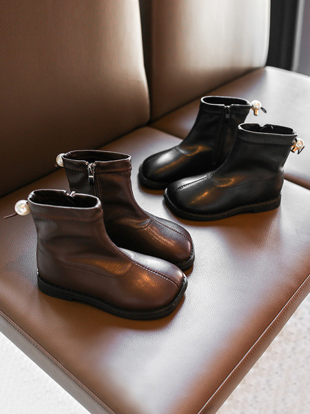 Παιδικές casual μπότες από οικολογικό δέρμα με πέρλες  και μαλακή επένδυση