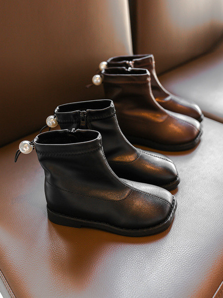 Παιδικές casual μπότες από οικολογικό δέρμα με πέρλες  και μαλακή επένδυση