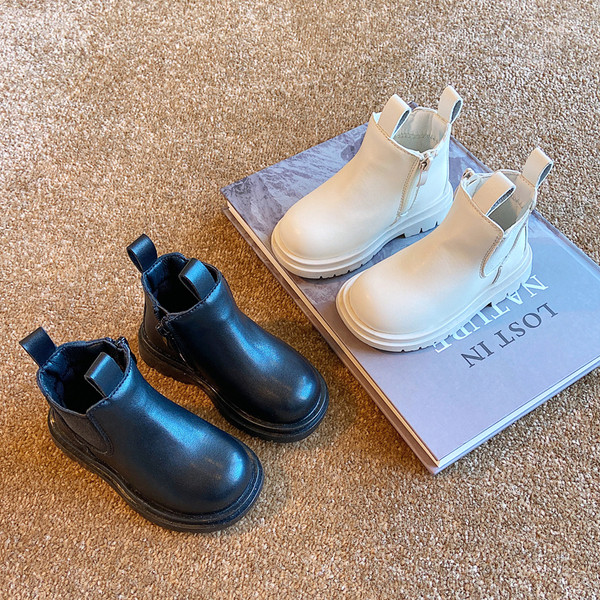 Casual παιδικές έκο δερμάτινες μπότες με επίπεδη σόλα κατάλληλη για κορίτσια