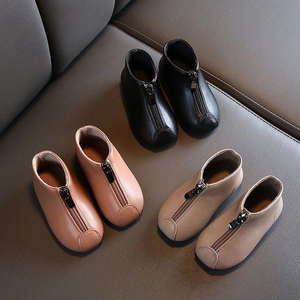 Άνοιξη-φθινοπωρινές μπότες από οικολογικό δέρμα με φερμουάρ για κορίτσια