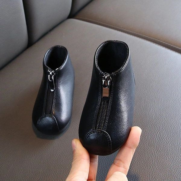 Άνοιξη-φθινοπωρινές μπότες από οικολογικό δέρμα με φερμουάρ για κορίτσια