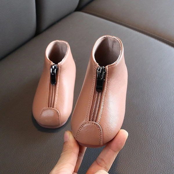 Άνοιξη-φθινοπωρινές μπότες από οικολογικό δέρμα με φερμουάρ για κορίτσια