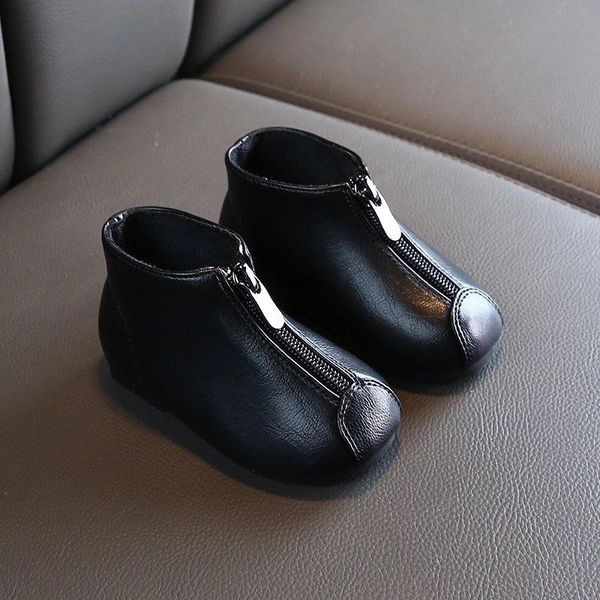 Άνοιξη-φθινοπωρινές μπότες από οικολογικό δέρμα με φερμουάρ για κορίτσια