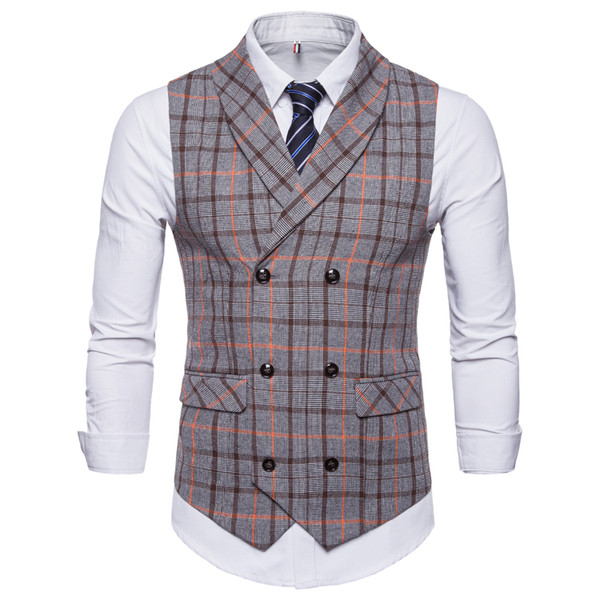 Ανδρικό γιλέκο καρό με κουμπιά