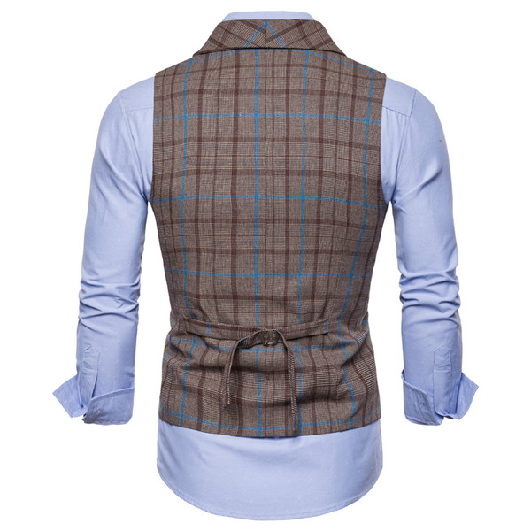 Ανδρικό γιλέκο καρό με κουμπιά