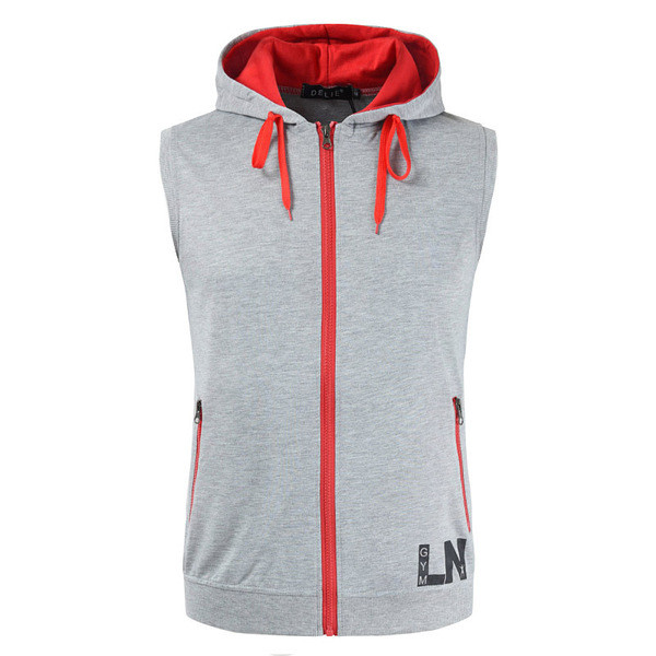 Ανδρικό casual γιλέκο με φερμουάρ και κουκούλα