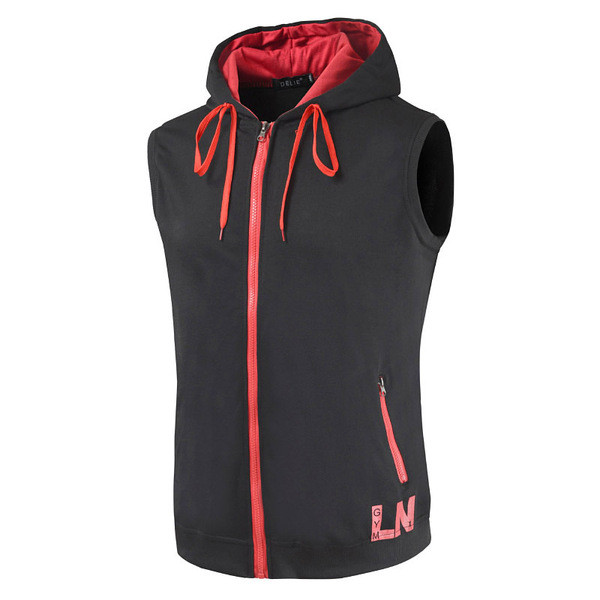 Ανδρικό casual γιλέκο με φερμουάρ και κουκούλα