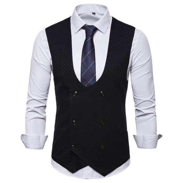 Κομψό ανδρικό γιλέκο με οβάλ λαιμόκοψη και κουμπιά