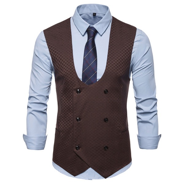 Κομψό ανδρικό γιλέκο με οβάλ λαιμόκοψη και κουμπιά