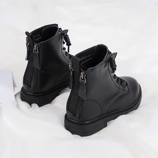 Έκο δερμάτινες παιδικές μπότες με φερμουάρ και κορδόνια για κορίτσια