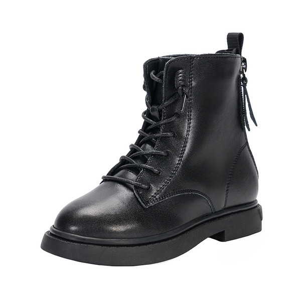 Έκο δερμάτινες παιδικές μπότες με φερμουάρ και κορδόνια για κορίτσια