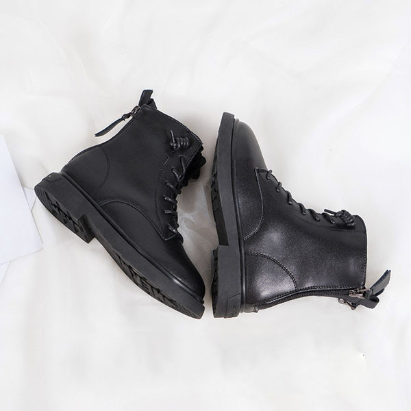 Έκο δερμάτινες παιδικές μπότες με φερμουάρ και κορδόνια για κορίτσια