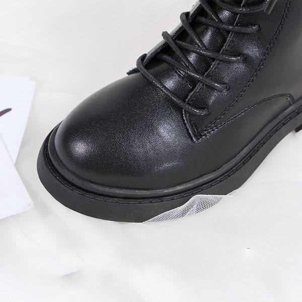 Έκο δερμάτινες παιδικές μπότες με φερμουάρ και κορδόνια για κορίτσια