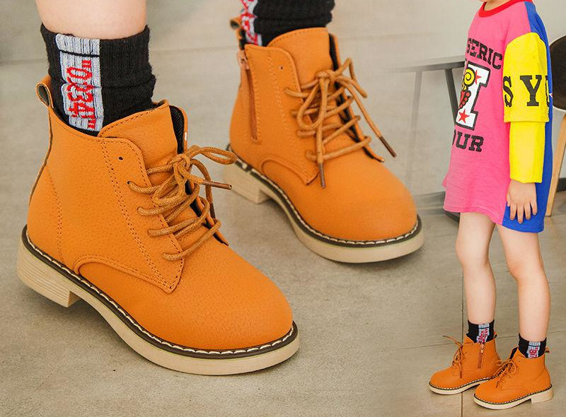 Παιδικές μπότες από οικολογικό δέρμα με δαντέλα κλασικό μοντέλο