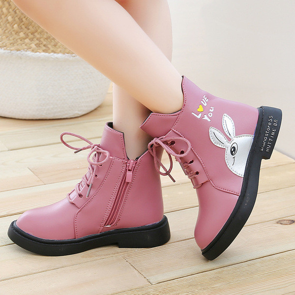 Παιδικές μπότες για κορίτσια με κορδόνια και απλικέ