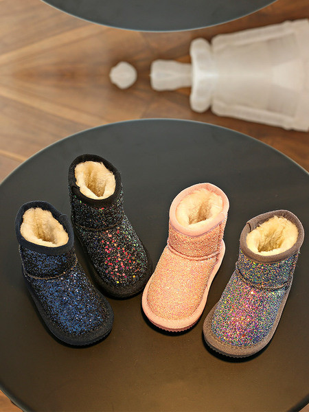 Παιδικές μπότες για κορίτσια με γυαλιστερό εφέ και επίπεδη σόλα