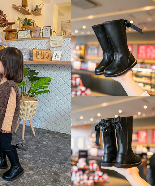 Παιδικές μπότες από οικολογικό δέρμα με κορδέλα