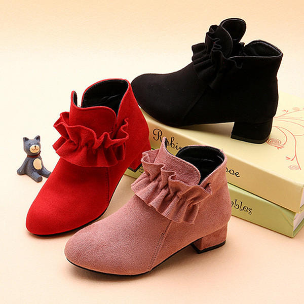 Μοντέρνεα παιδικές μπότες από οικολογικό σουέτ με χαμηλά τακούνια