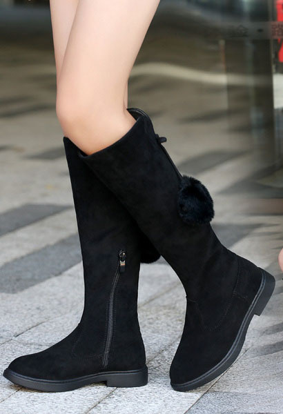 Παιδικές μπότες σουέτ με πούπουλα για κορίτσια