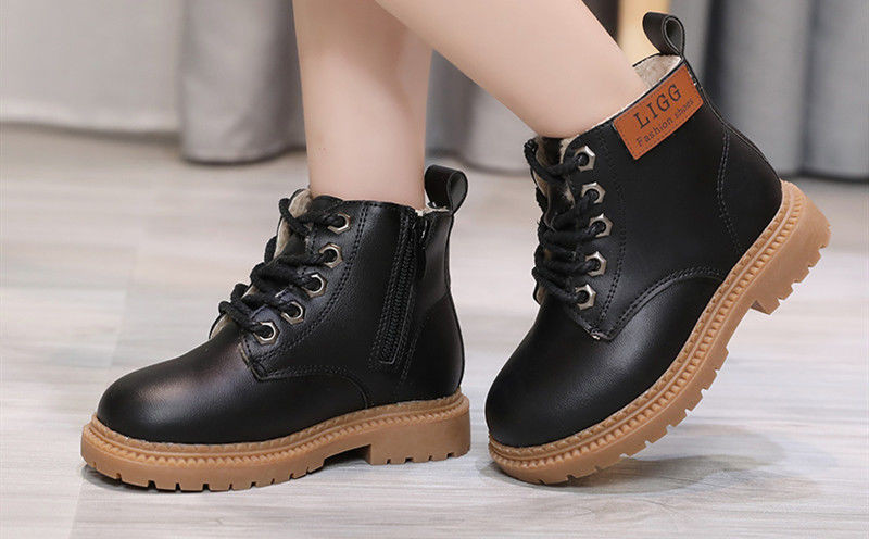 Παιδικές μπότες για κορίτσια από οικολογικό δέρμα με κορδόνια και φερμουάρ