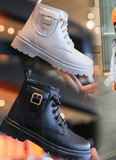 Casual γυναικείες δερμάτινες μπότες με κορδόνια και ζεστή φόδρα