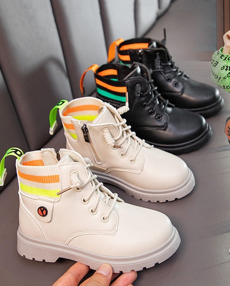 Casual γυναικείες δερμάτινες μπότες με κορδόνια και ζεστή φόδρα