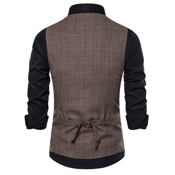 Ανδρικό casual καρό γιλέκο με λαιμόκοψη