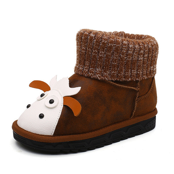 Χειμερινές παιδικές μπότες με τρισδιάστατο στοιχείο και επίπεδη σόλα