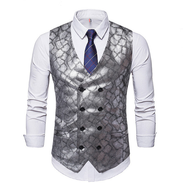 Κομψό ανδρικό γιλέκο με σχέδιο και λαιμόκοψη