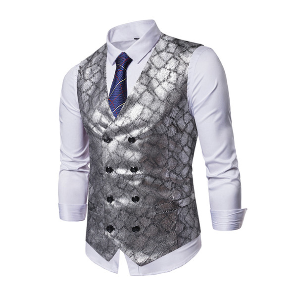 Κομψό ανδρικό γιλέκο με σχέδιο και λαιμόκοψη