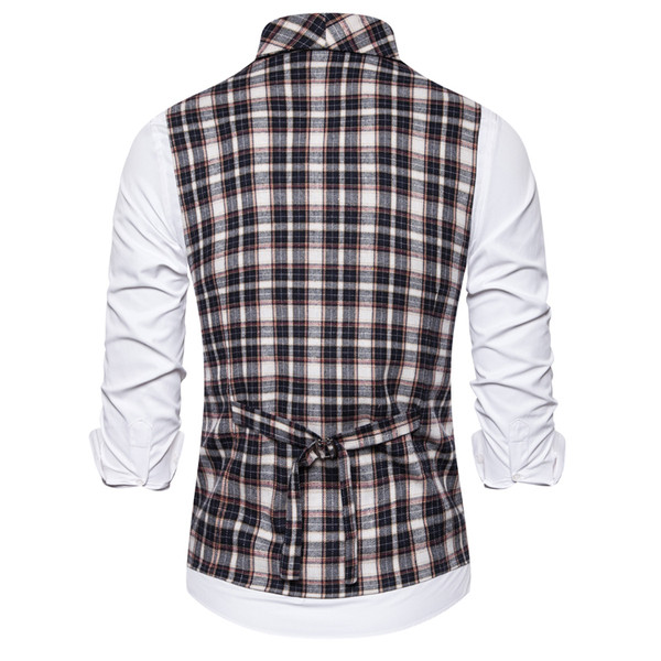 Ανδρικό καθημερινό γιλέκο με καρό με ντεκολτέ