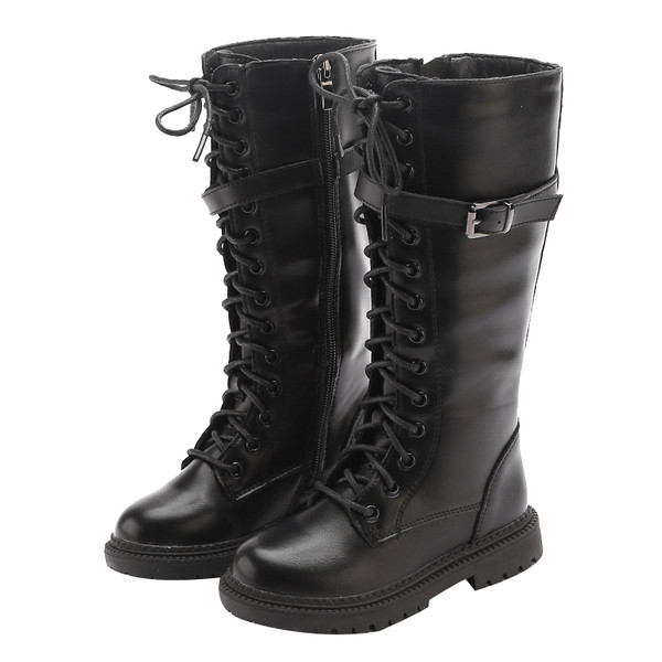 Μοντέρνες παιδικές μπότες από οικολογικό δέρμα με κορδόνια για κορίτσια