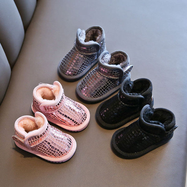 Μοντέρνες παιδικές λαμπερές μπότες με μαλακή επένδυση για κορίτσια