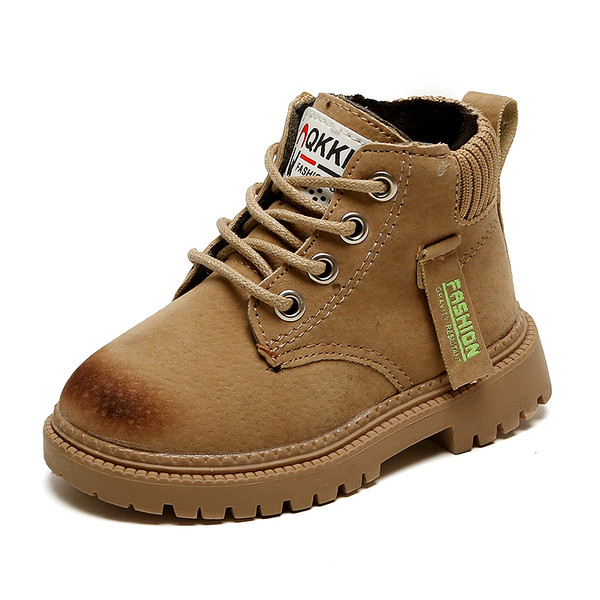 Παιδικές έκο δερμάτινες μπότες με κορδόνια και επίπεδη σόλα κατάλληλα για κορίτσια και αγόρια