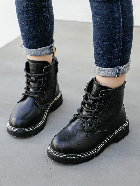 Έκο δερμάτινες παιδικές μπότες για κορίτσια με κορδόνια