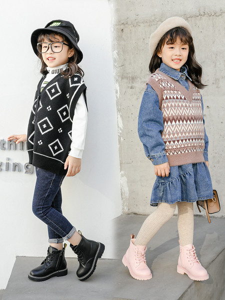 Έκο δερμάτινες παιδικές μπότες για κορίτσια με κορδόνια